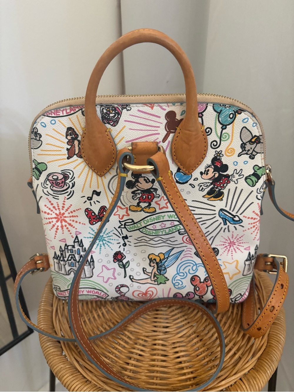 Disney Parks Dooney & Bourke White Sketch Mickey & Minnie Backpack - Picture 2 of 8
